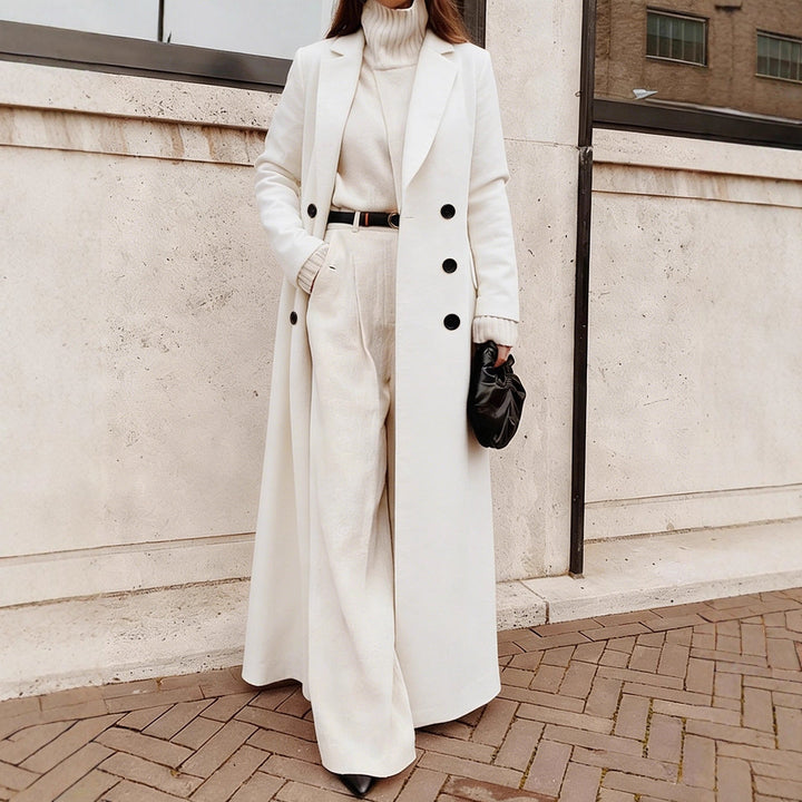 Women's Black Double-Breasted Longline Structured Coat (3)
