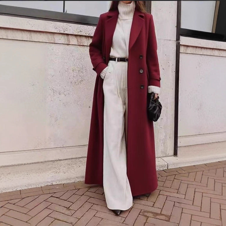 Women's Black Double-Breasted Longline Structured Coat (4)