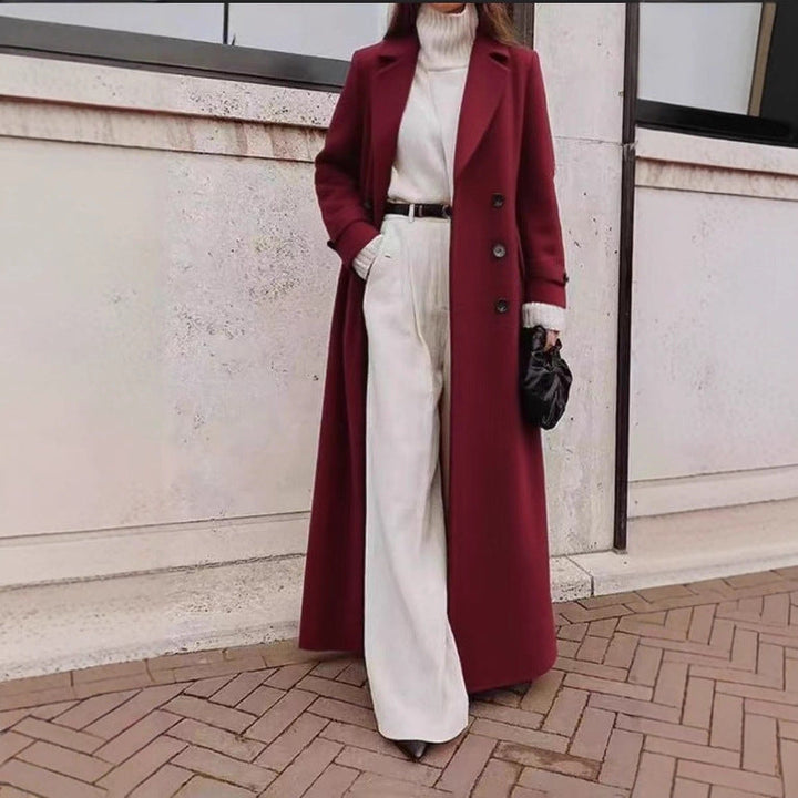 Women's Black Double-Breasted Longline Structured Coat (4)