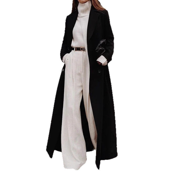 Women's Black Double-Breasted Longline Structured Coat (5)