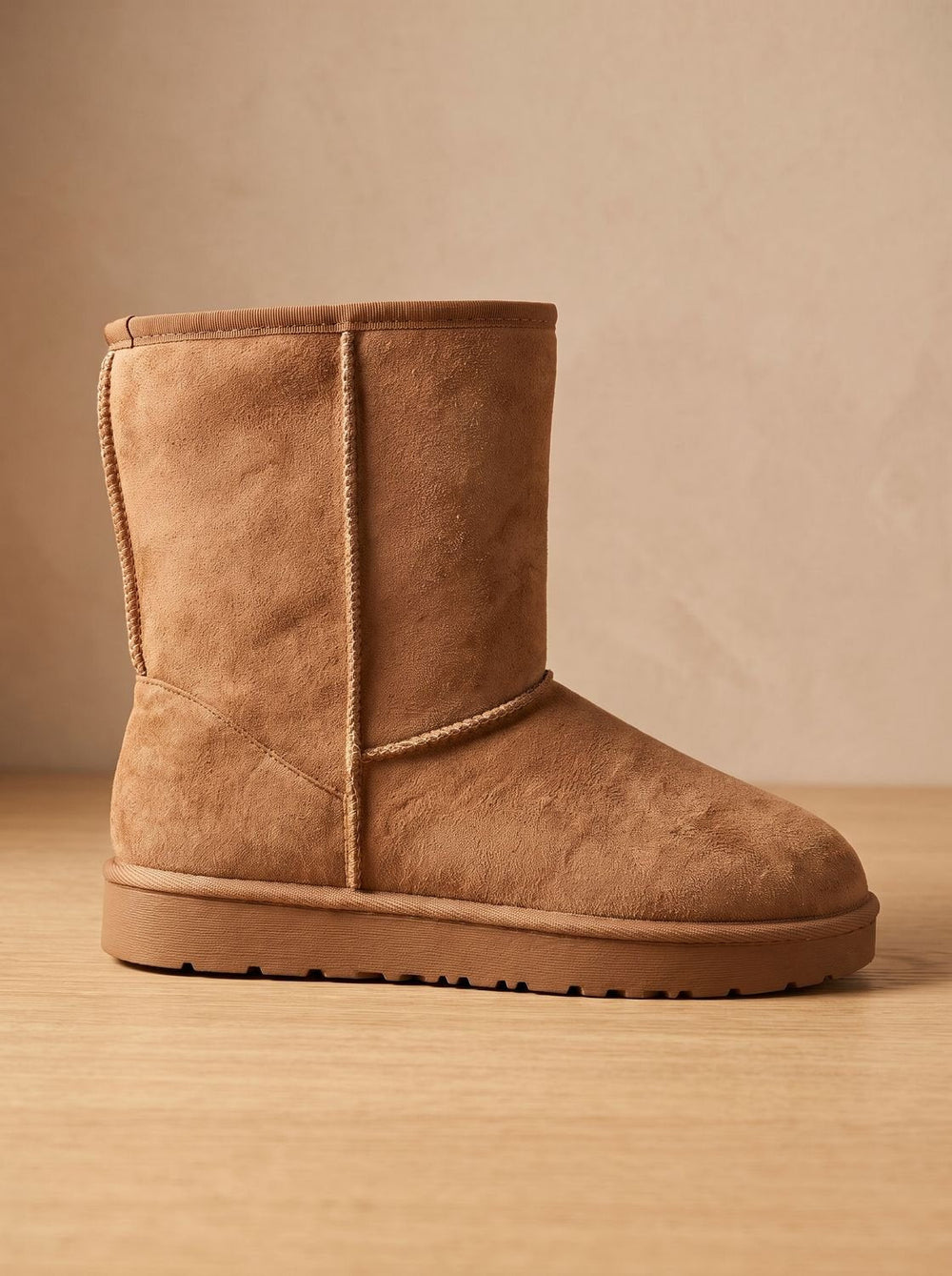 Women's Black Faux Suede Sherpa-Lined Tall Boots in Beige