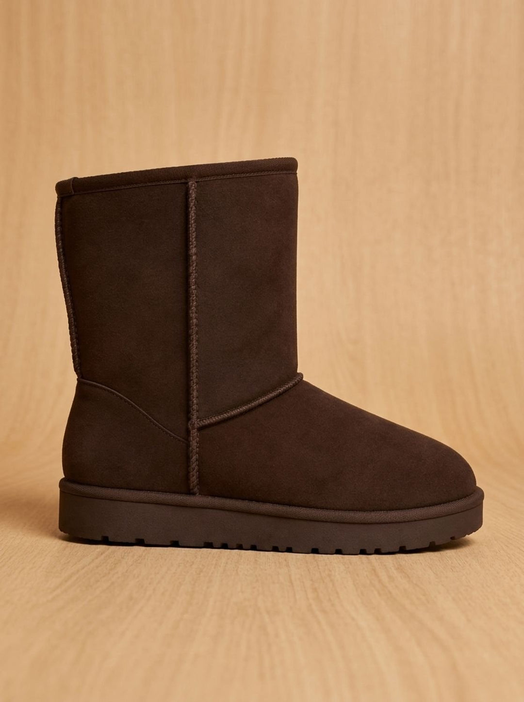 Women's Black Faux Suede Sherpa-Lined Tall Boots in Brown