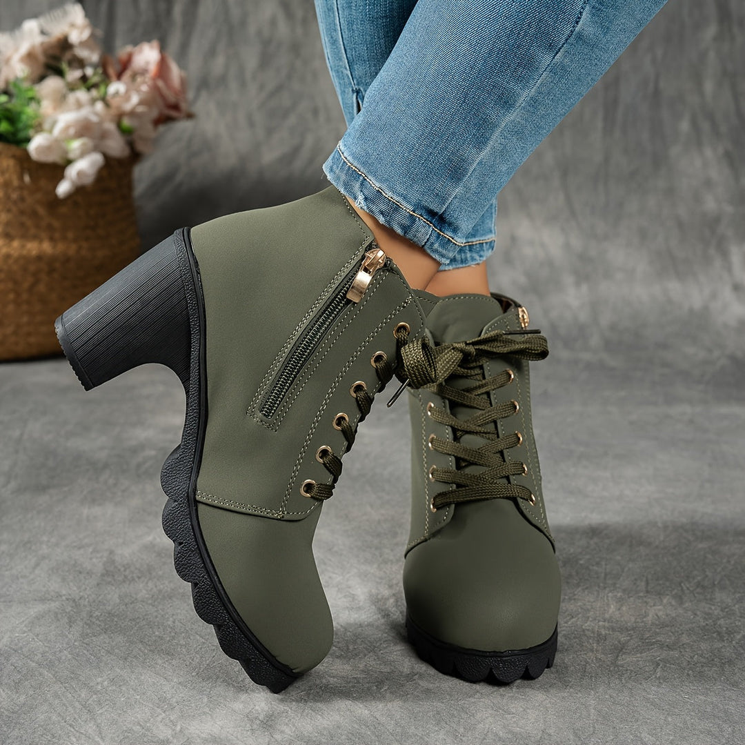 Women's Black Knee High Boots with Zip (8)