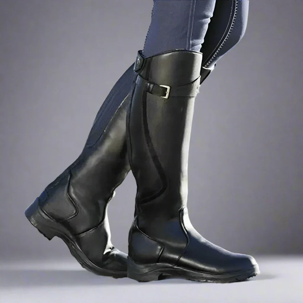 Women's Black Knee-High Riding Boots (5)
