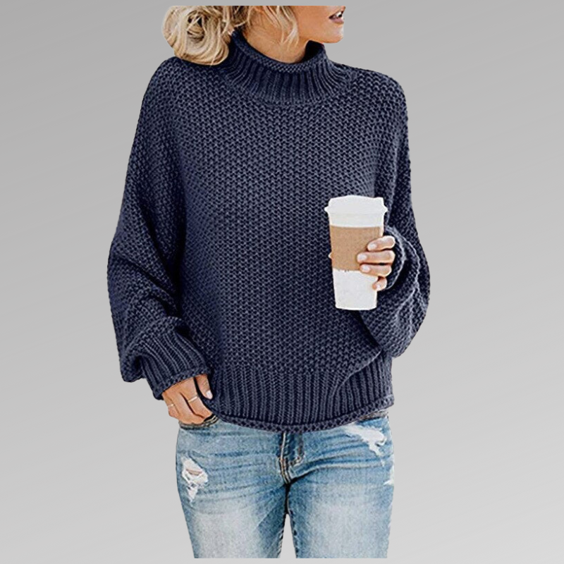 Women's Black Knit Cardigan for Christmas in Blue