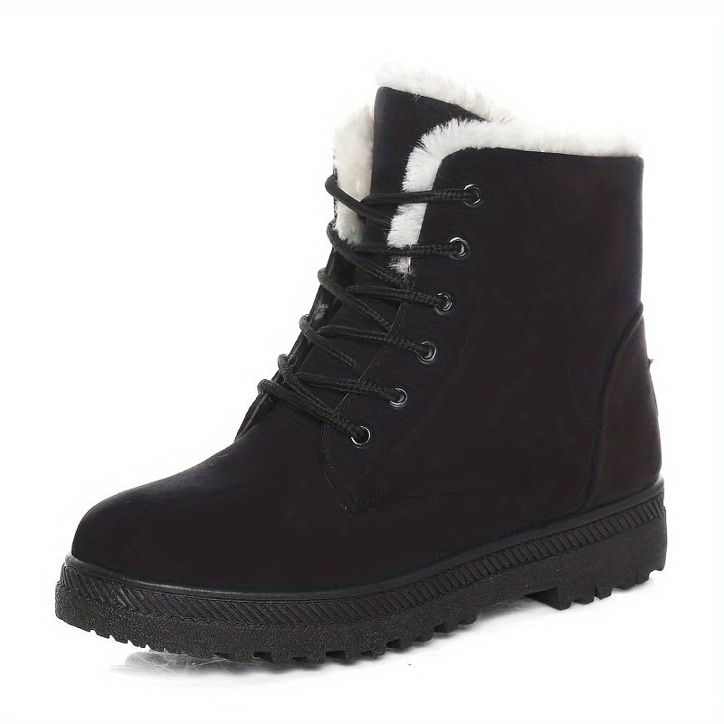 Women's Black Lace-Up Winter Ankle Boots (5)