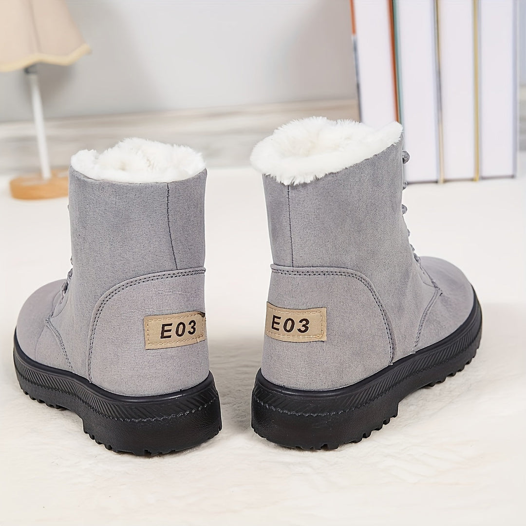 Women's Black Lace-Up Winter Ankle Boots (9)