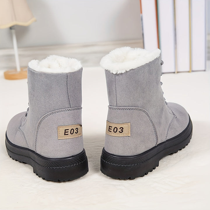 Women's Black Lace-Up Winter Ankle Boots (9)