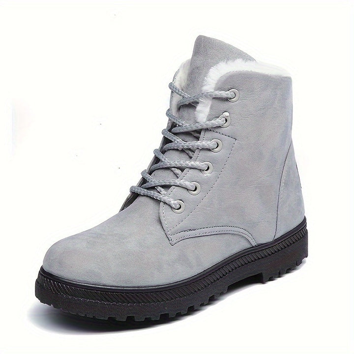 Women's Black Lace-Up Winter Ankle Boots in Grey