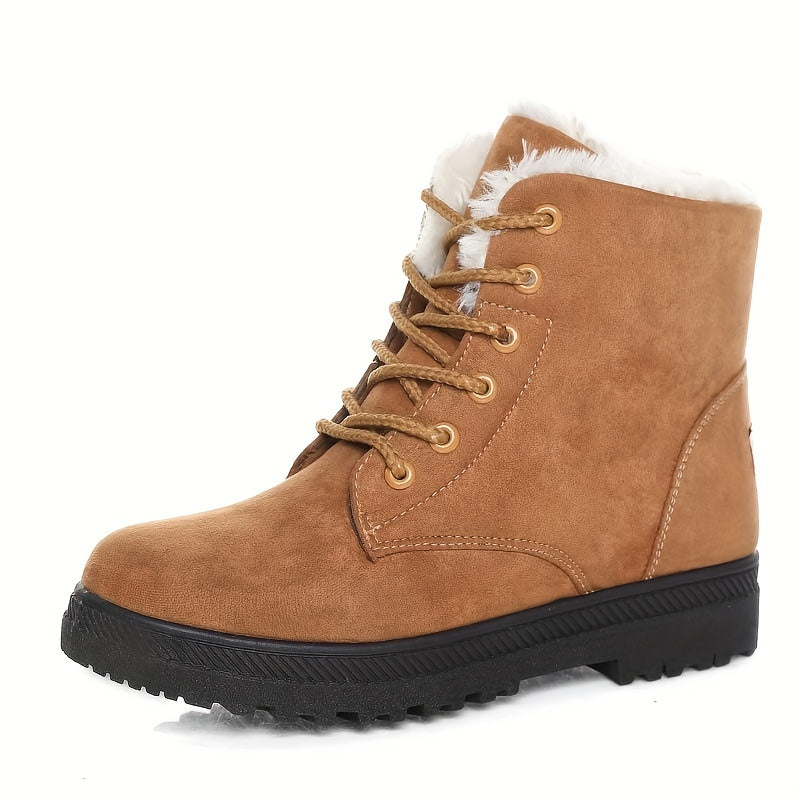 Women's Black Lace-Up Winter Ankle Boots in Sepia
