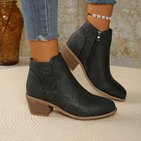 Sophia | Women's Black Slip-On Ankle Boots