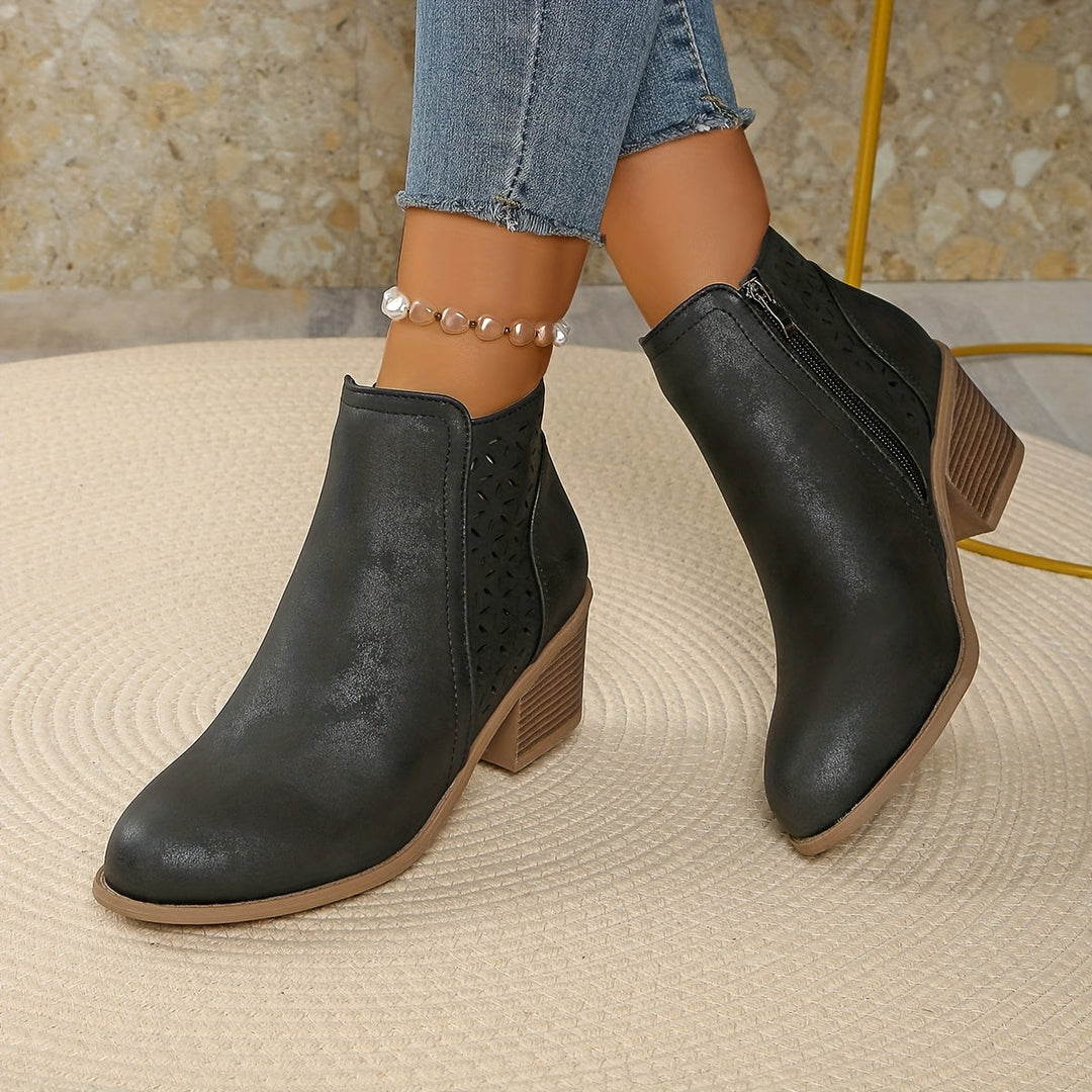 Women's Black Slip-On Ankle Boots (6)