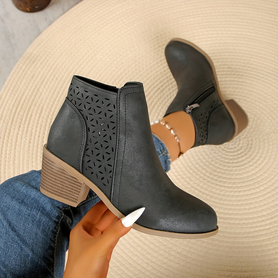 Women's Black Slip-On Ankle Boots in Black