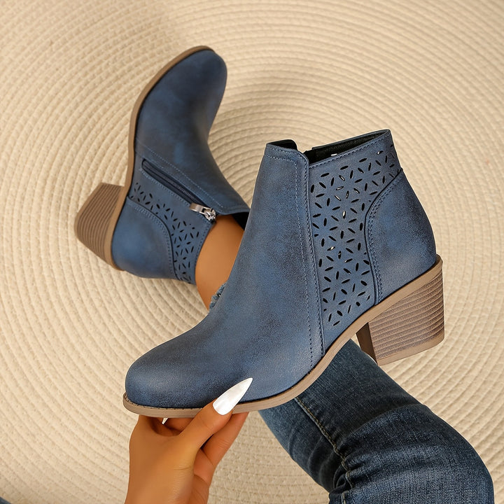 Women's Black Slip-On Ankle Boots in Blue
