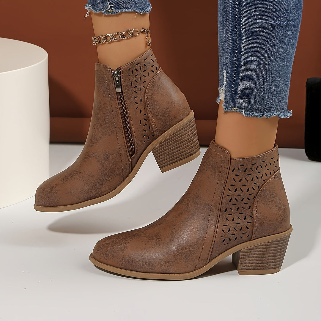 Women's Black Slip-On Ankle Boots in Brown