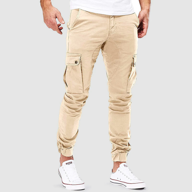 Women's Black Wide Leg Cargo Joggers in Beige