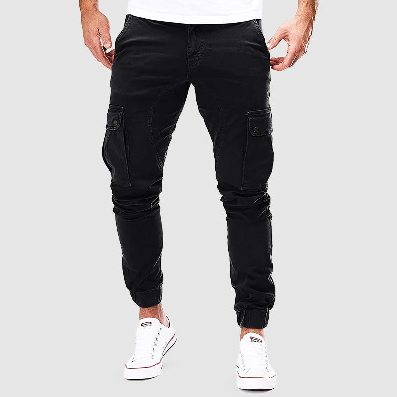 Women's Black Wide Leg Cargo Joggers in Black
