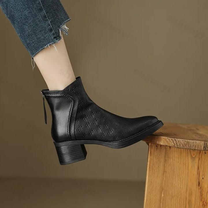 Women's Block Heel Ankle Boots in Vegan Leather (10)