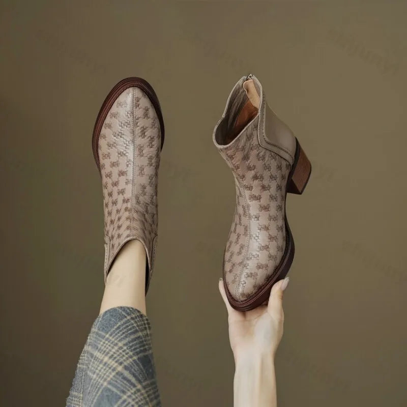 Women's Block Heel Ankle Boots in Vegan Leather (2)