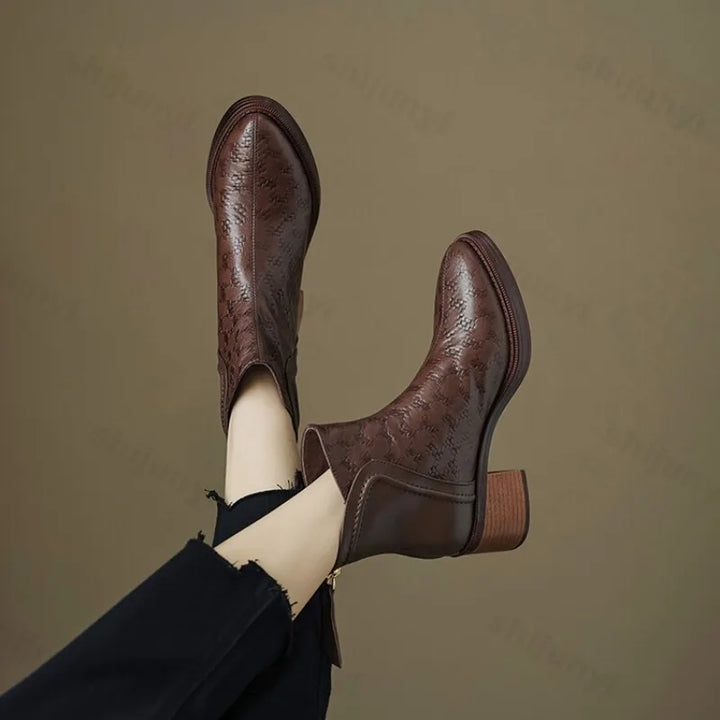 Women's Block Heel Ankle Boots in Vegan Leather (6)