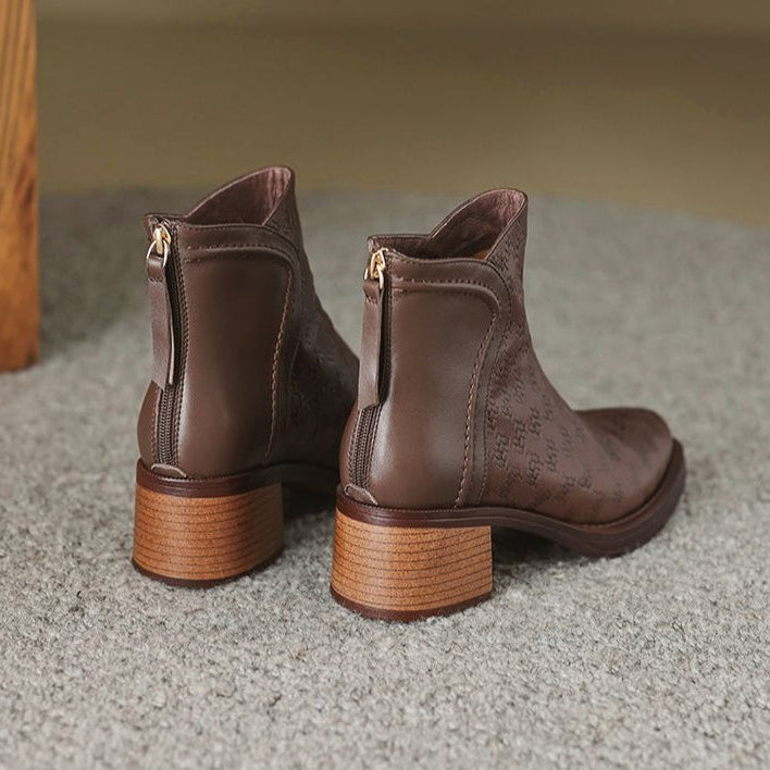Women's Block Heel Ankle Boots in Vegan Leather (7)