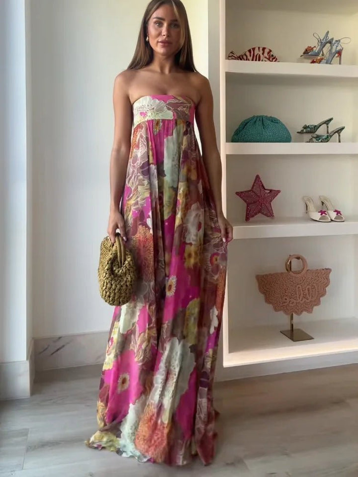 Women's Boho Floral Maxi Dress for Wedding Guests
