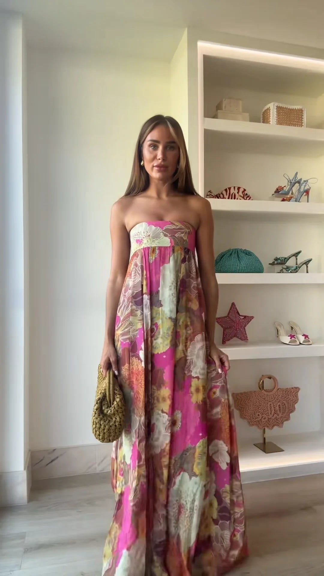 Women's Boho Floral Maxi Dress for Wedding Guests in Mehrfarbig