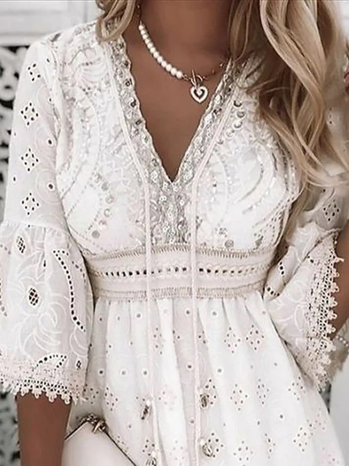 Women's Boho Lace Mini Beach Dress (5)