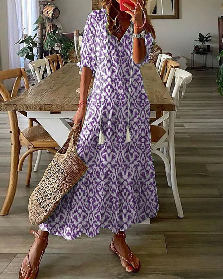 Women's Boho Maxi Dress for Wedding Guests in Purple 1