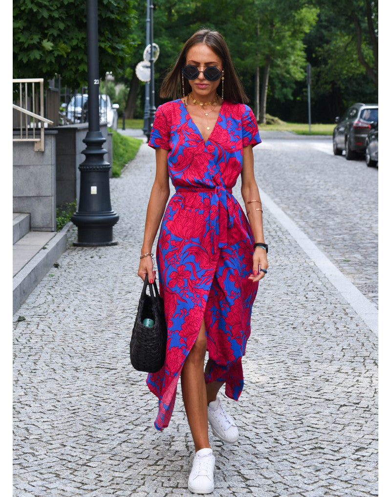 Women's Boho Maxi Dress for Wedding Guests in Red