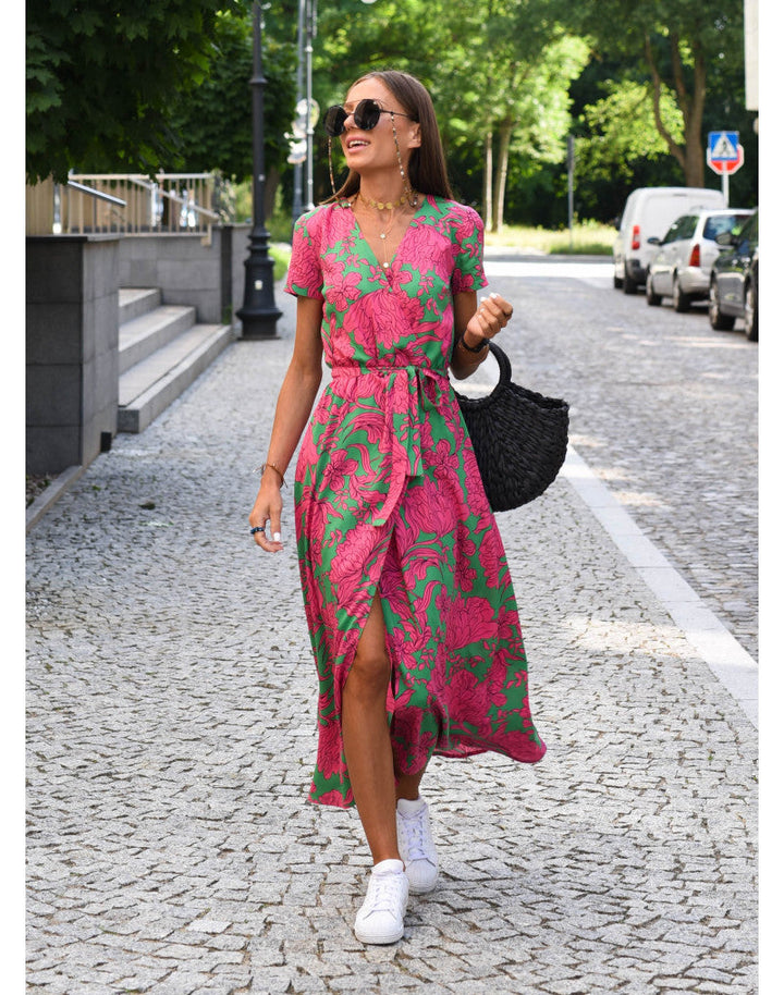 Women's Boho Maxi Dress for Wedding Guests in Rote Punkte 2