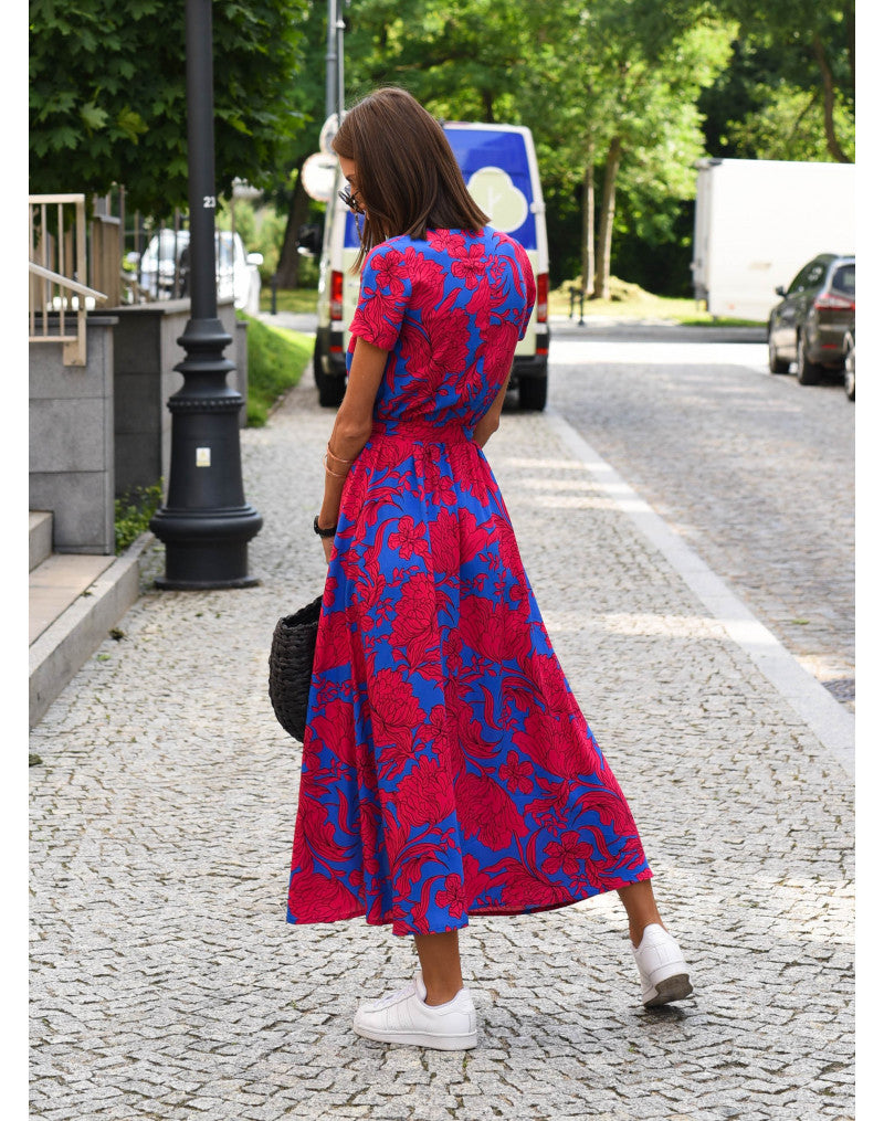 Women's Boho Maxi Dress for Wedding Guests in Rote Punkte 4