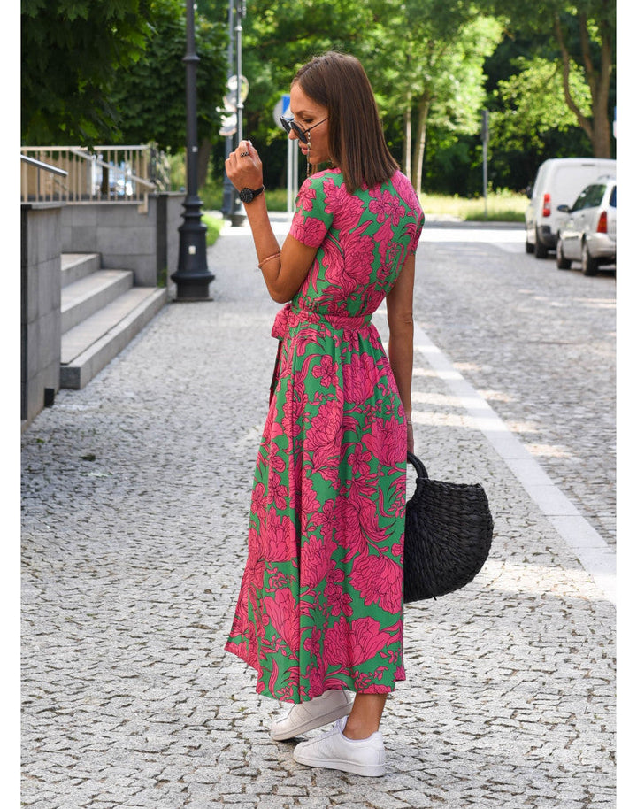 Women's Boho Maxi Dress for Wedding Guests in Rote Punkte 5