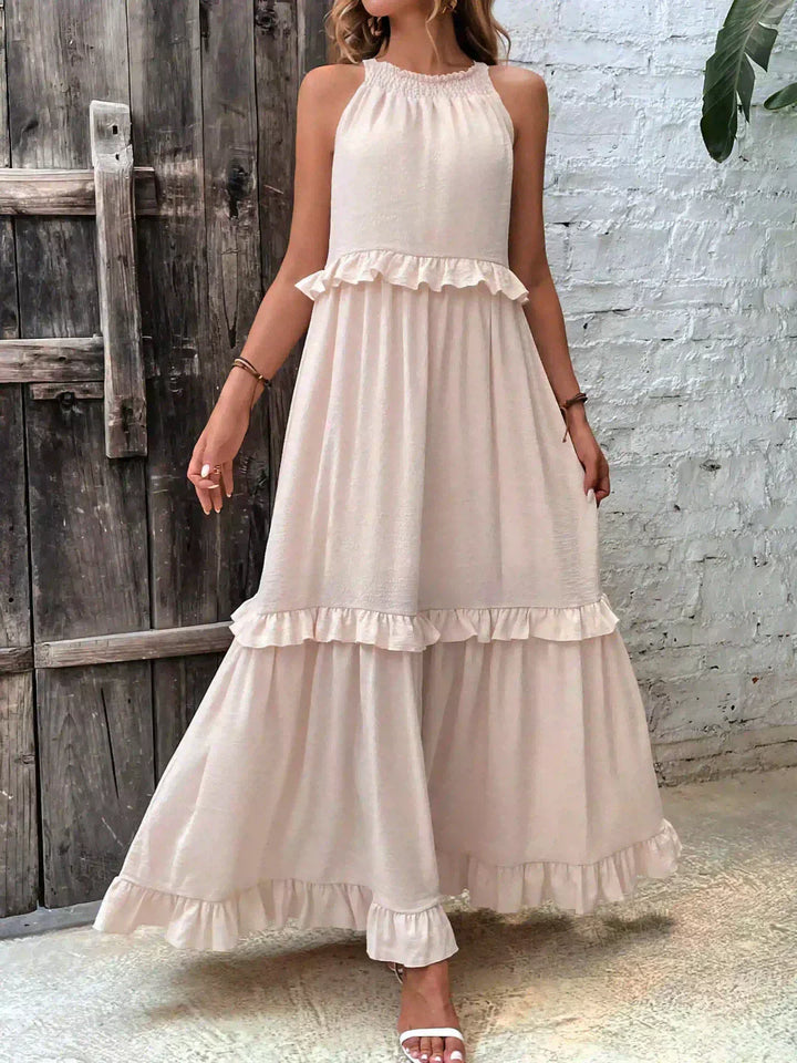 Women's Boho Maxi Summer Dress for the Beach in Beige 5