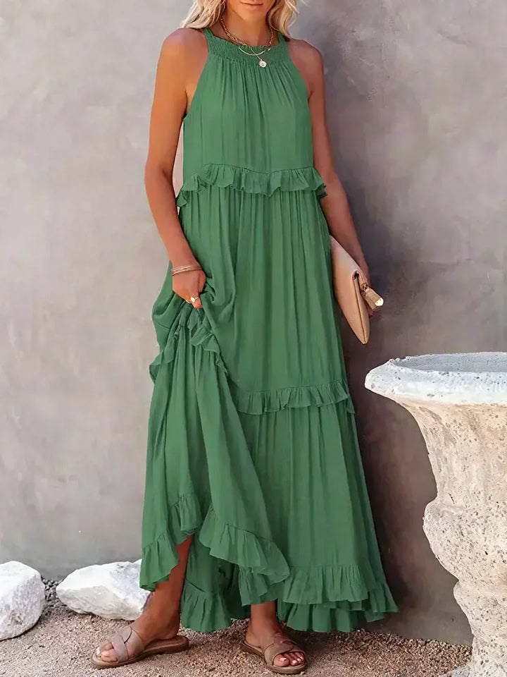 Women's Boho Maxi Summer Dress for the Beach in Green 1