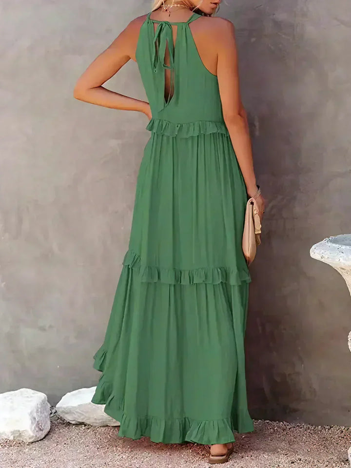Women's Boho Maxi Summer Dress for the Beach in Green 4