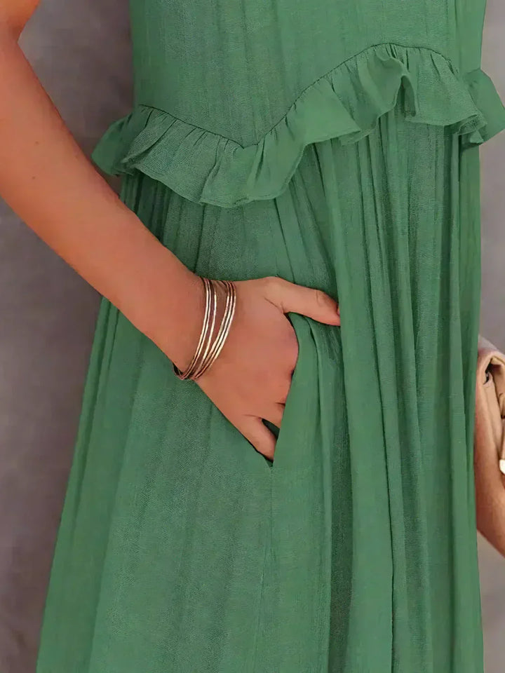 Women's Boho Maxi Summer Dress for the Beach in Green 5