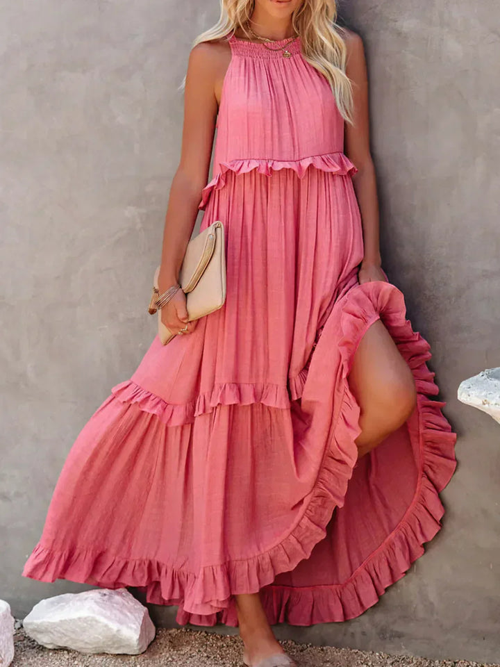 Women's Boho Maxi Summer Dress for the Beach in Pink 1