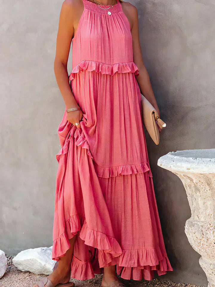 Women's Boho Maxi Summer Dress for the Beach in Red 2