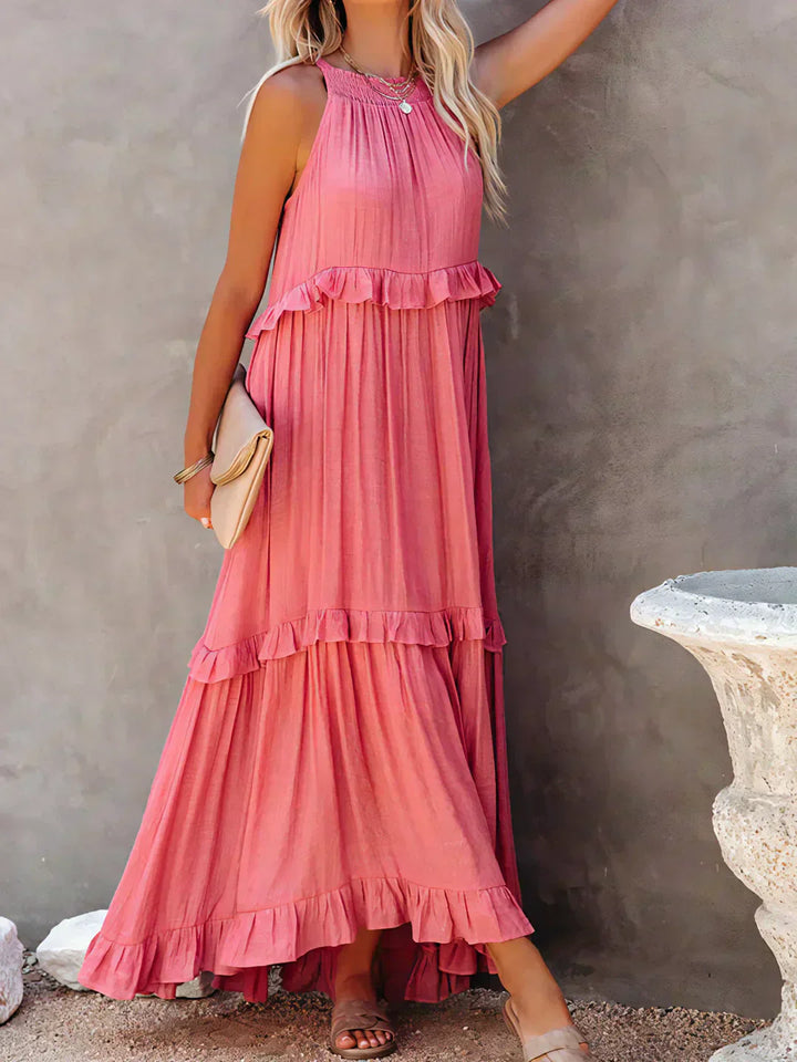 Women's Boho Maxi Summer Dress for the Beach in Red 3