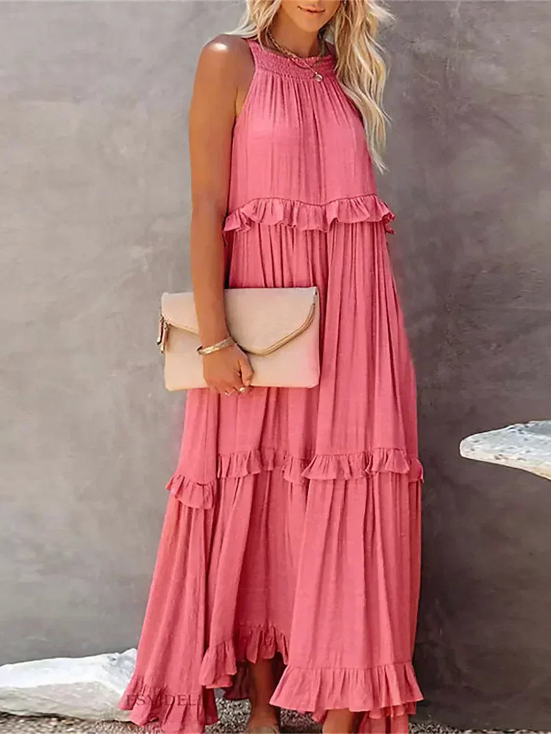 Women's Boho Maxi Summer Dress for the Beach in Red 5