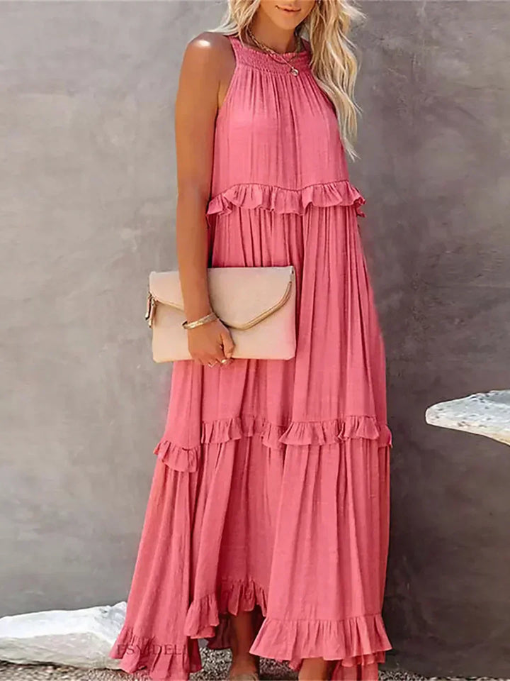 Women's Boho Maxi Summer Dress for the Beach in Red 5