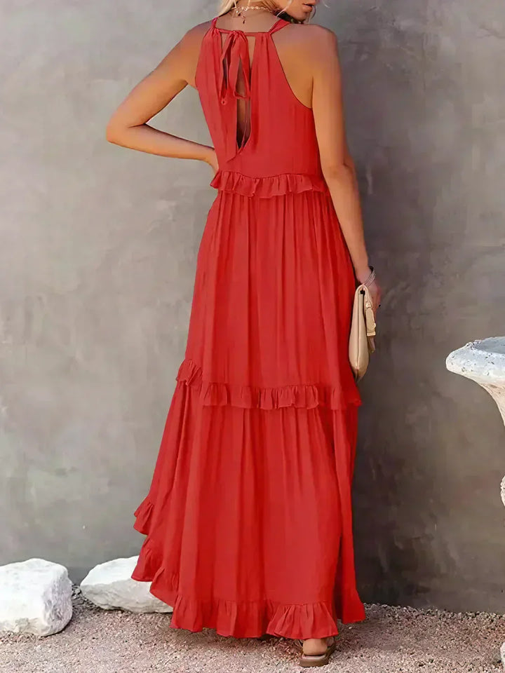 Women's Boho Maxi Summer Dress for the Beach in Red 6