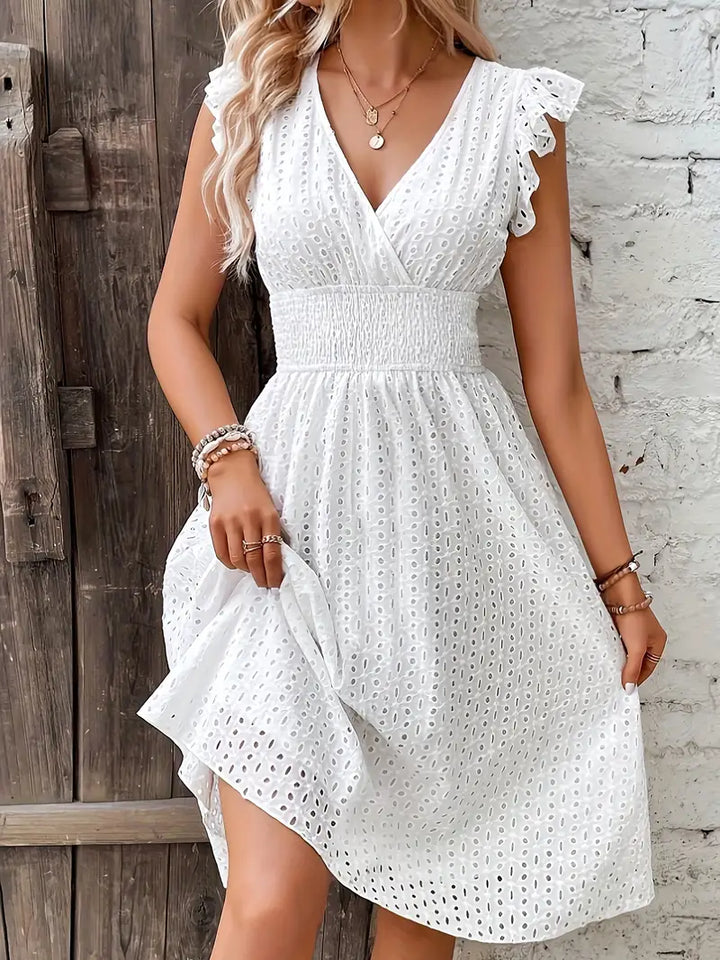 Women's Boho Midi Summer Dress in White 3