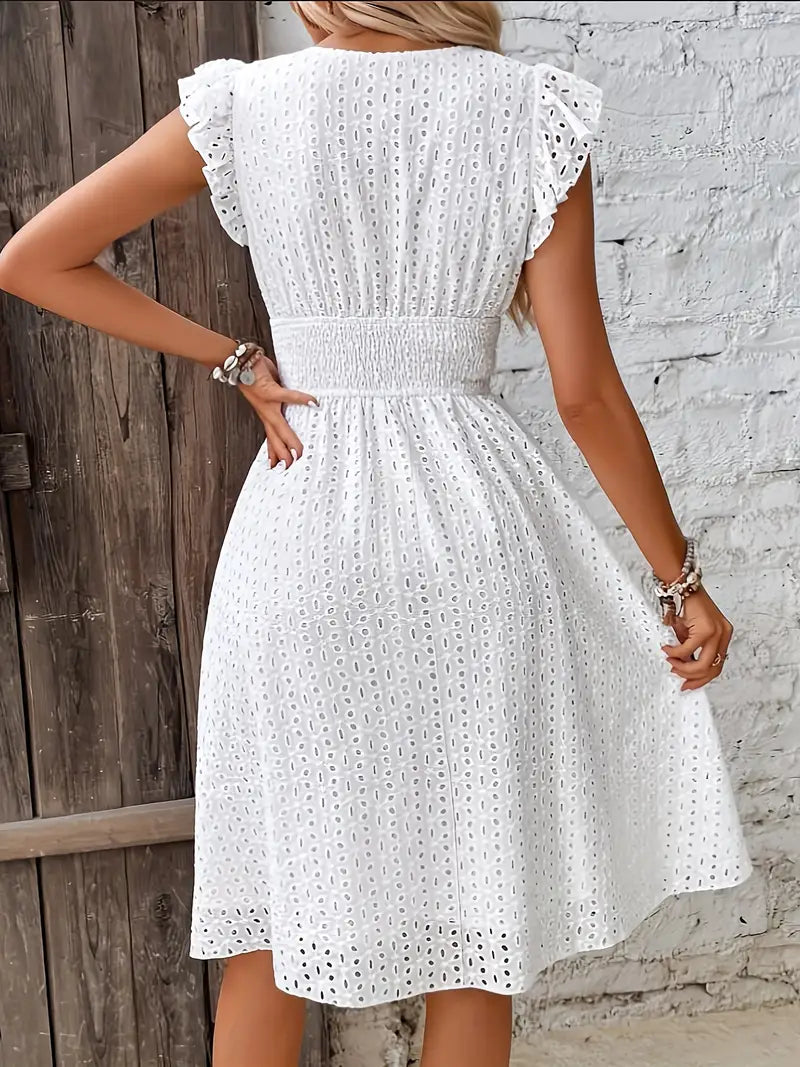 Women's Boho Midi Summer Dress in White 5