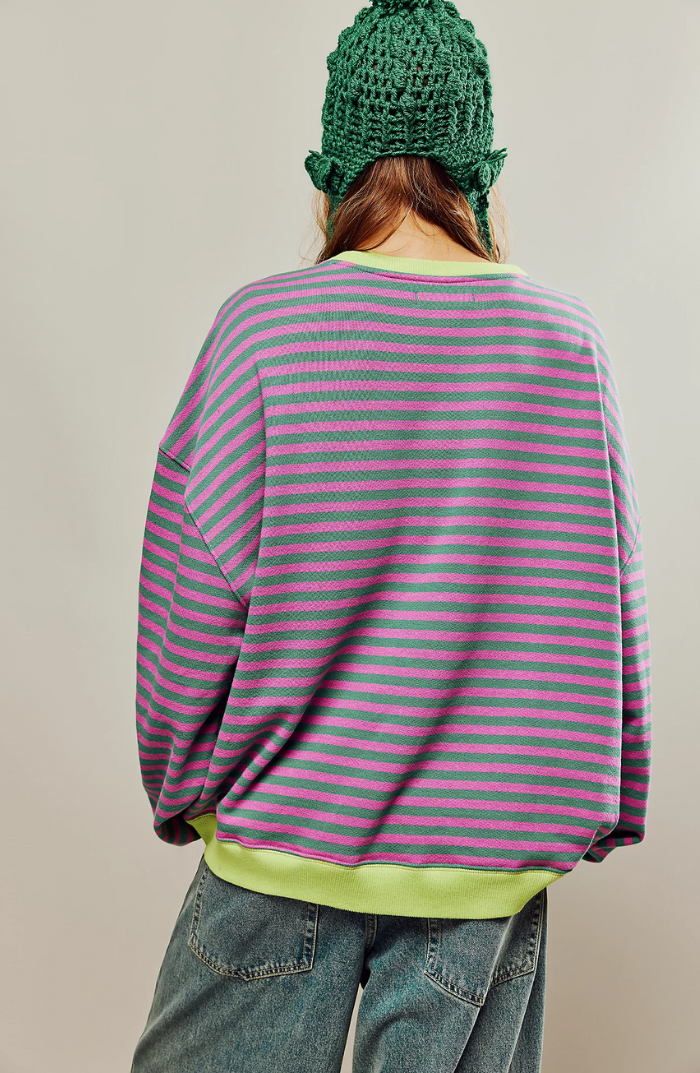 Women's Bold Striped Oversized Pullover (10)