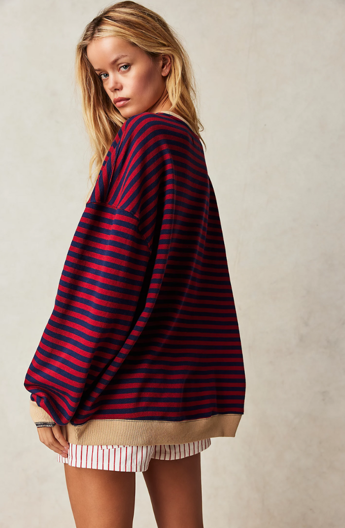 Women's Bold Striped Oversized Pullover (6)