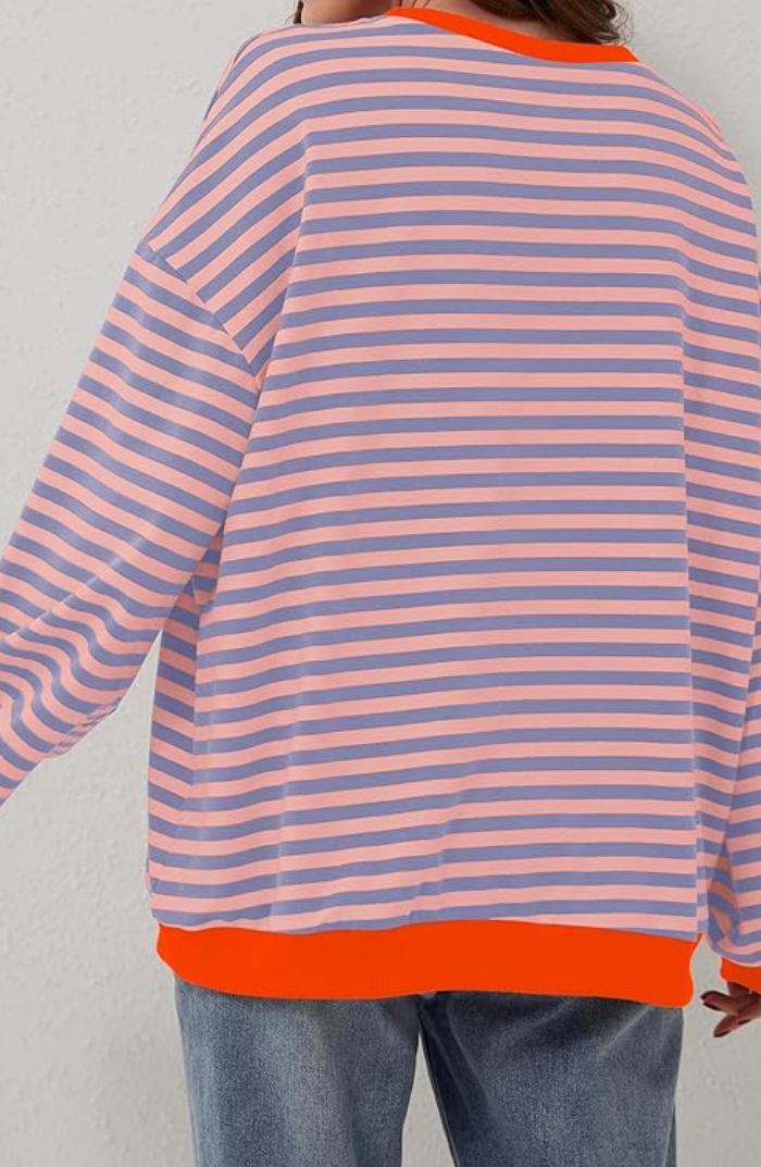 Women's Bold Striped Oversized Pullover (9)