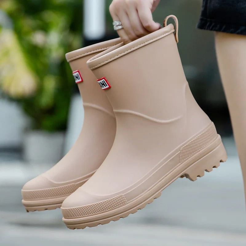 Women's Boots Waterproof Rubber for Rainy Days in Khaki