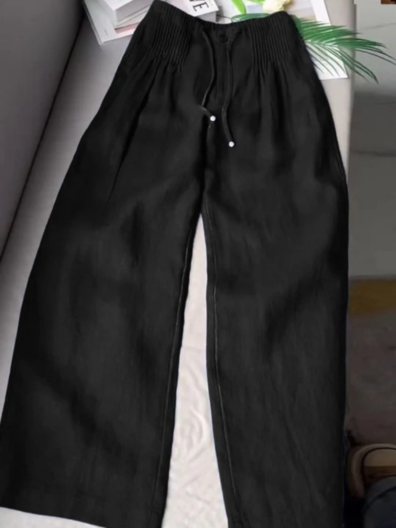 Women's Breathable Wide Pants for Summer in Black